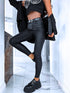 Black, matte faux leather pants "Diva" Z21-1